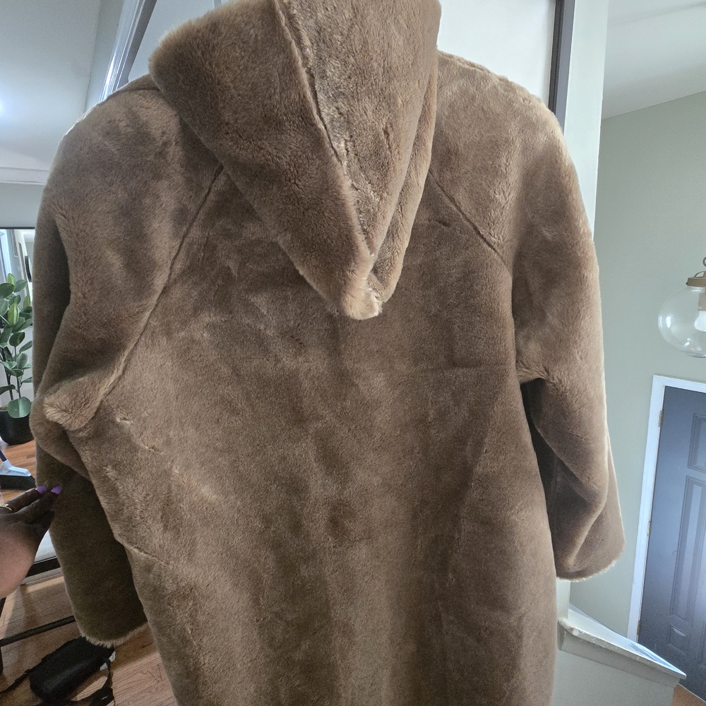 Women's Tan Faux Fur  Dennis Basso Coat Made In Usa - Picture 4 of 16